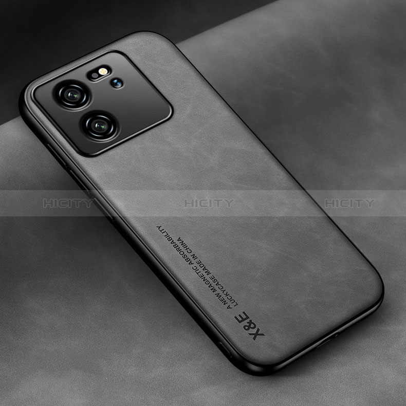 Funda Lujo Cuero Carcasa DY2 para Xiaomi Mi 13T 5G Gris