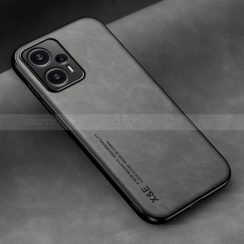 Funda Lujo Cuero Carcasa DY2 para Xiaomi Poco F5 5G Gris