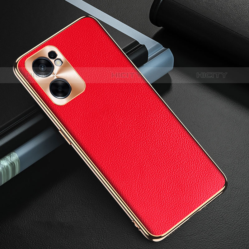 Funda Lujo Cuero Carcasa GS1 para Oppo Reno7 SE 5G Rojo