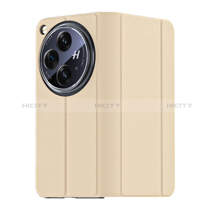 Funda Lujo Cuero Carcasa GS3 para Oppo Find N3 5G Oro