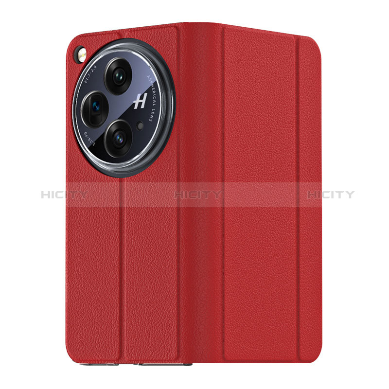 Funda Lujo Cuero Carcasa GS3 para Oppo Find N3 5G Rojo