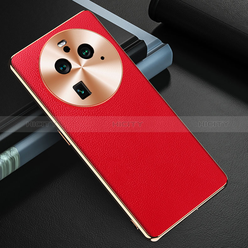 Funda Lujo Cuero Carcasa GS3 para Oppo Find X6 Pro 5G Rojo