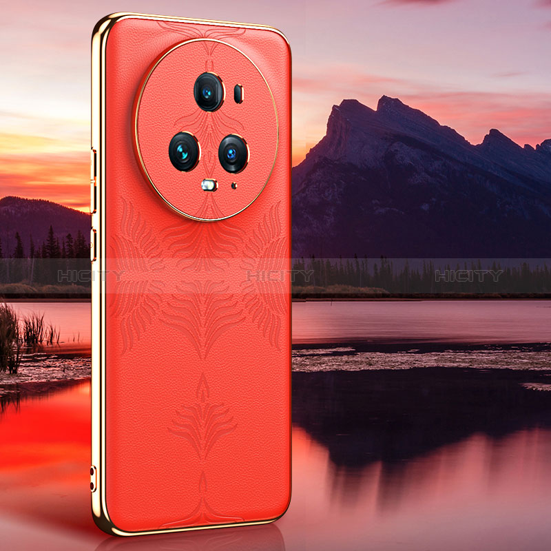 Funda Lujo Cuero Carcasa GS4 para Huawei Honor Magic5 Pro 5G Naranja