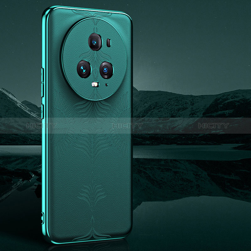 Funda Lujo Cuero Carcasa GS4 para Huawei Honor Magic5 Pro 5G Verde