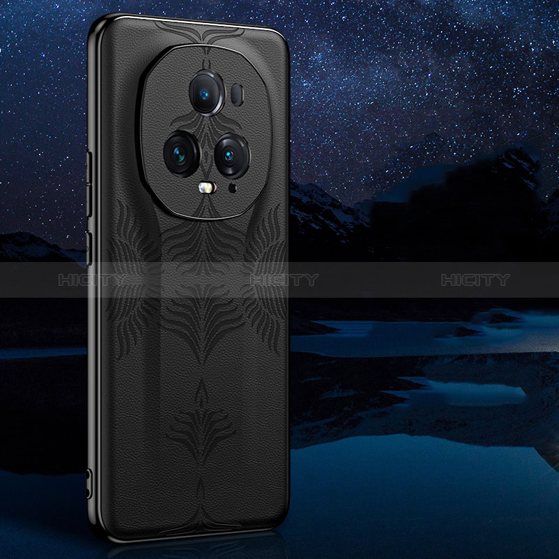 Funda Lujo Cuero Carcasa GS4 para Huawei Honor Magic5 Ultimate 5G Negro