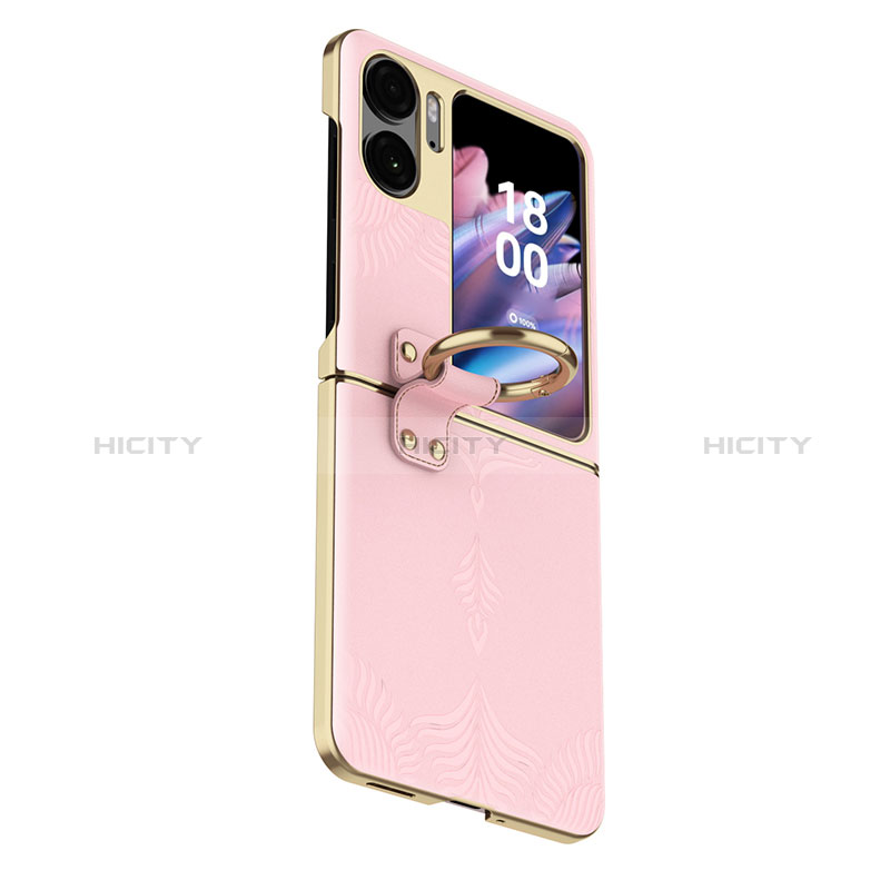 Funda Lujo Cuero Carcasa GS4 para Oppo Find N2 Flip 5G Oro Rosa