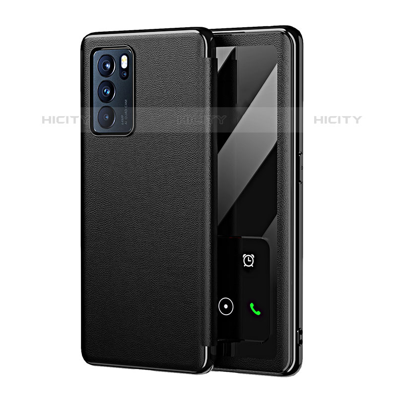 Funda Lujo Cuero Carcasa GS4 para Oppo Reno6 5G Negro