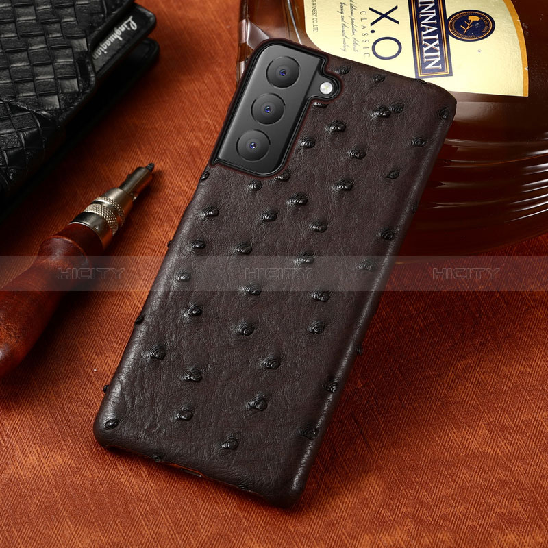 Funda Lujo Cuero Carcasa HP1 para Samsung Galaxy S23 5G Marron