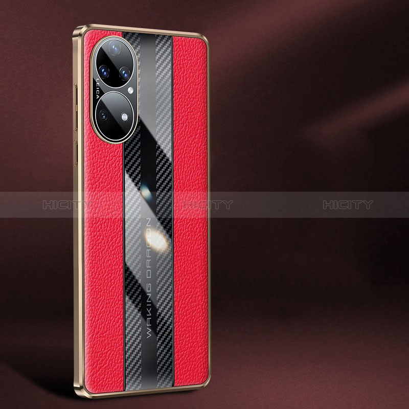 Funda Lujo Cuero Carcasa JB1 para Huawei P50 Pro Rojo