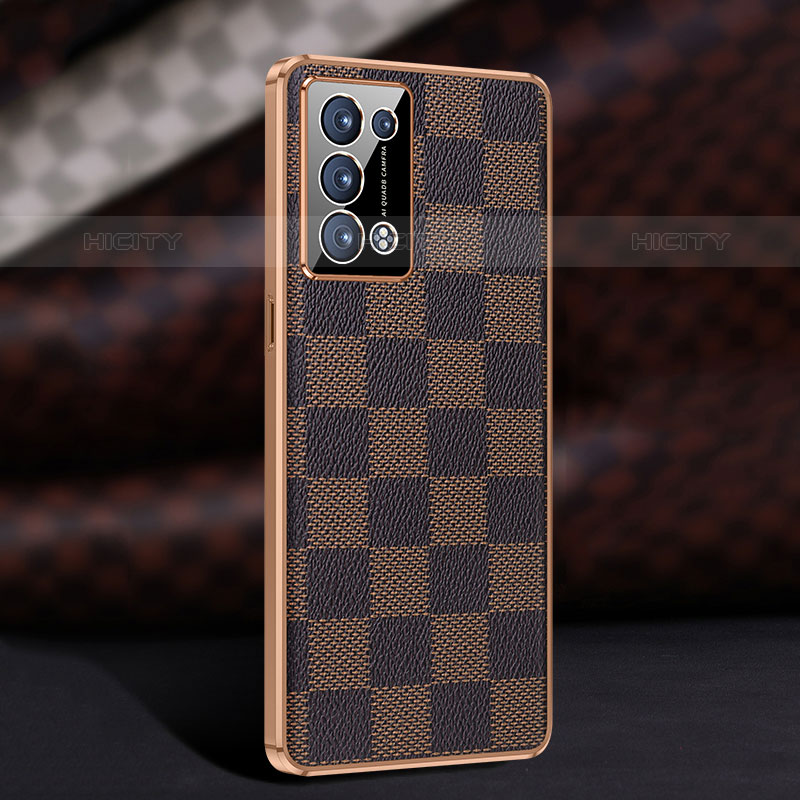 Funda Lujo Cuero Carcasa JB1 para Oppo Reno6 Pro+ Plus 5G Marron