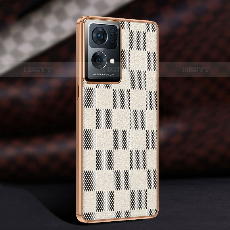 Funda Lujo Cuero Carcasa JB1 para Oppo Reno7 Pro 5G Blanco