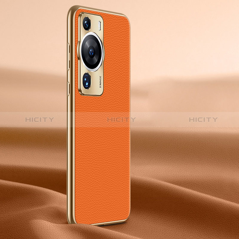 Funda Lujo Cuero Carcasa JB2 para Huawei P60 Pro Naranja