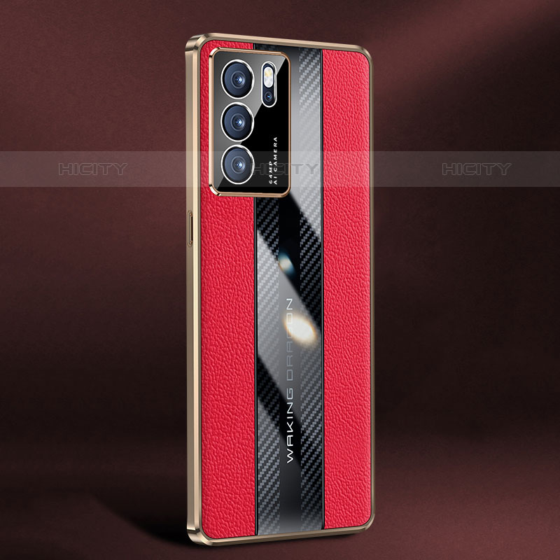 Funda Lujo Cuero Carcasa JB3 para Oppo Reno6 Pro 5G India Rojo