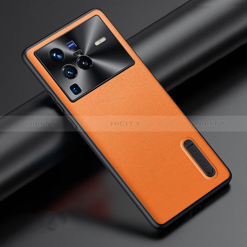 Funda Lujo Cuero Carcasa JB3 para Vivo X80 Pro 5G Naranja