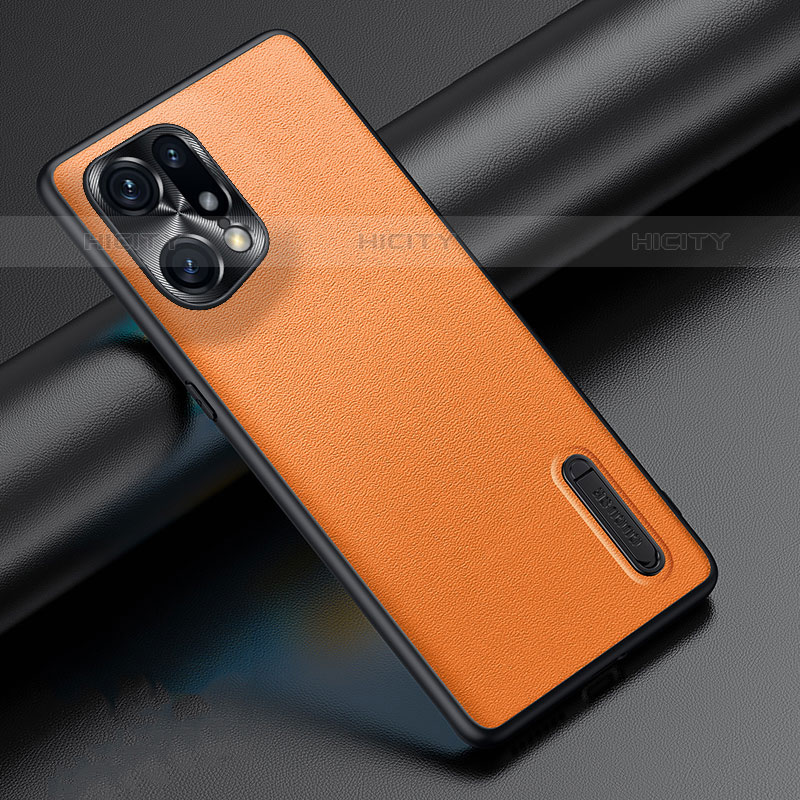 Funda Lujo Cuero Carcasa JB4 para Oppo Find X5 Pro 5G Naranja