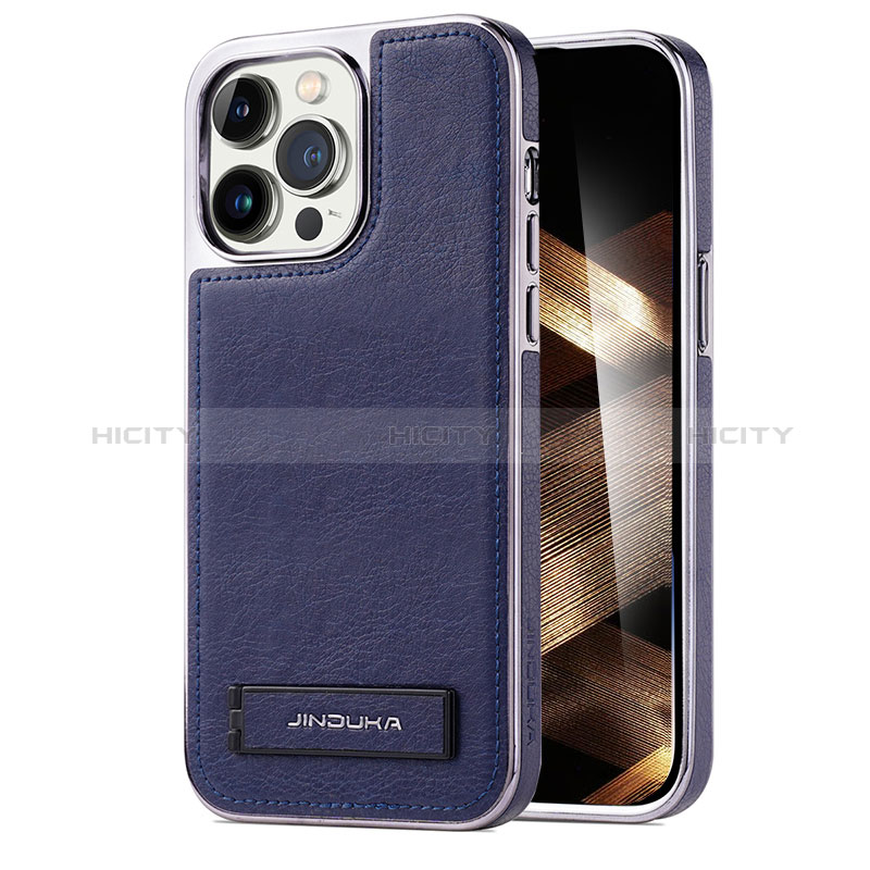 Funda Lujo Cuero Carcasa JD1 para Apple iPhone 15 Pro Max Azul