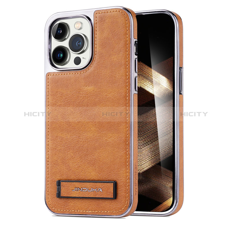 Funda Lujo Cuero Carcasa JD1 para Apple iPhone 15 Pro Max Marron