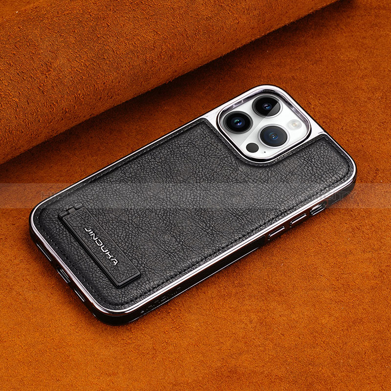 Funda Lujo Cuero Carcasa JD2 para Apple iPhone 14 Pro Negro