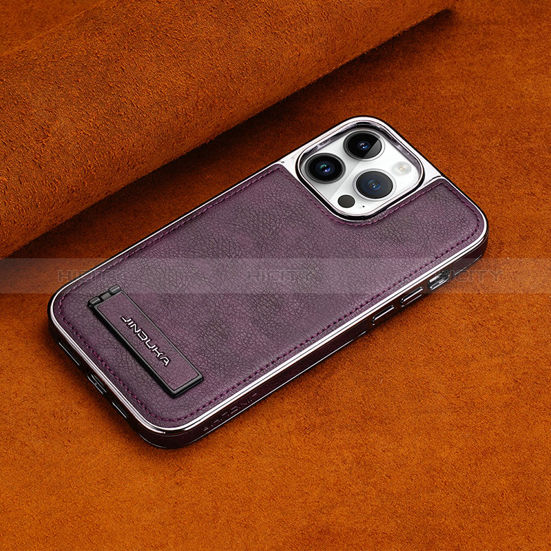 Funda Lujo Cuero Carcasa JD2 para Apple iPhone 15 Pro Max Morado