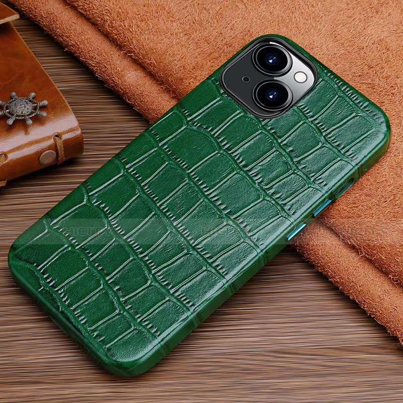 Funda Lujo Cuero Carcasa L01 para Apple iPhone 13 Verde