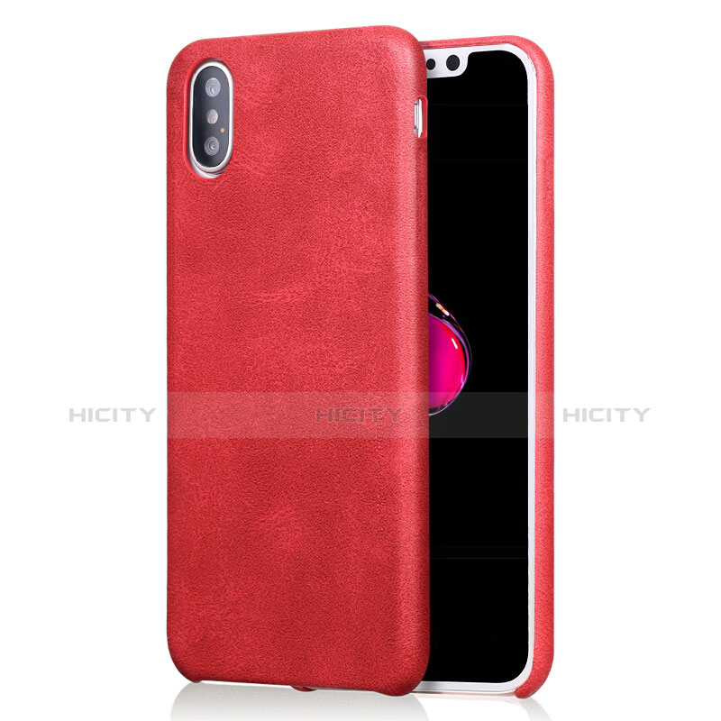 Funda Lujo Cuero Carcasa L01 para Apple iPhone X Rojo