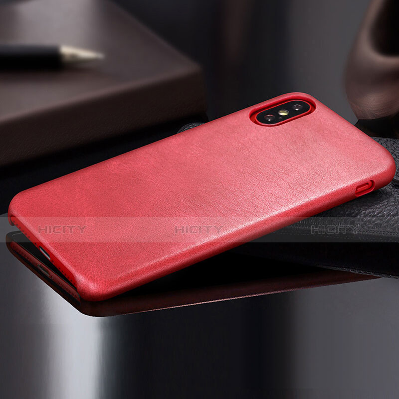 Funda Lujo Cuero Carcasa L01 para Apple iPhone X Rojo