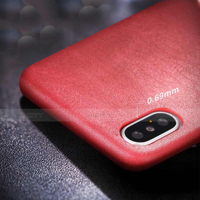 Funda Lujo Cuero Carcasa L01 para Apple iPhone X Rojo