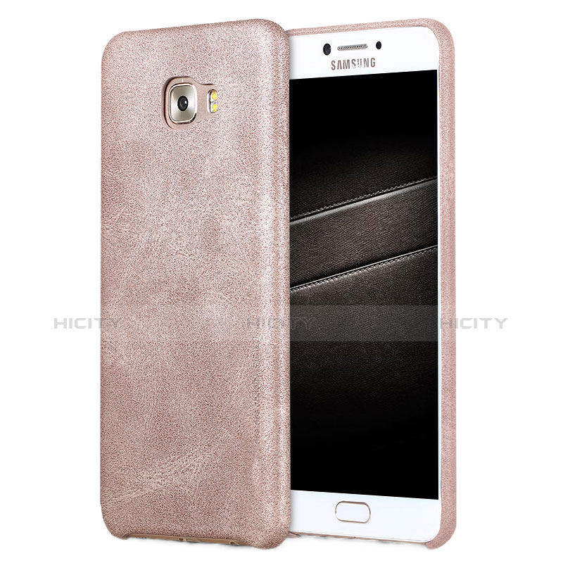 Funda Lujo Cuero Carcasa L01 para Samsung Galaxy C7 Pro C7010 Oro Rosa