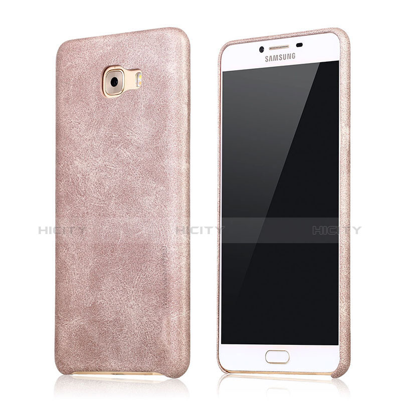 Funda Lujo Cuero Carcasa L01 para Samsung Galaxy C9 Pro C9000 Oro Rosa