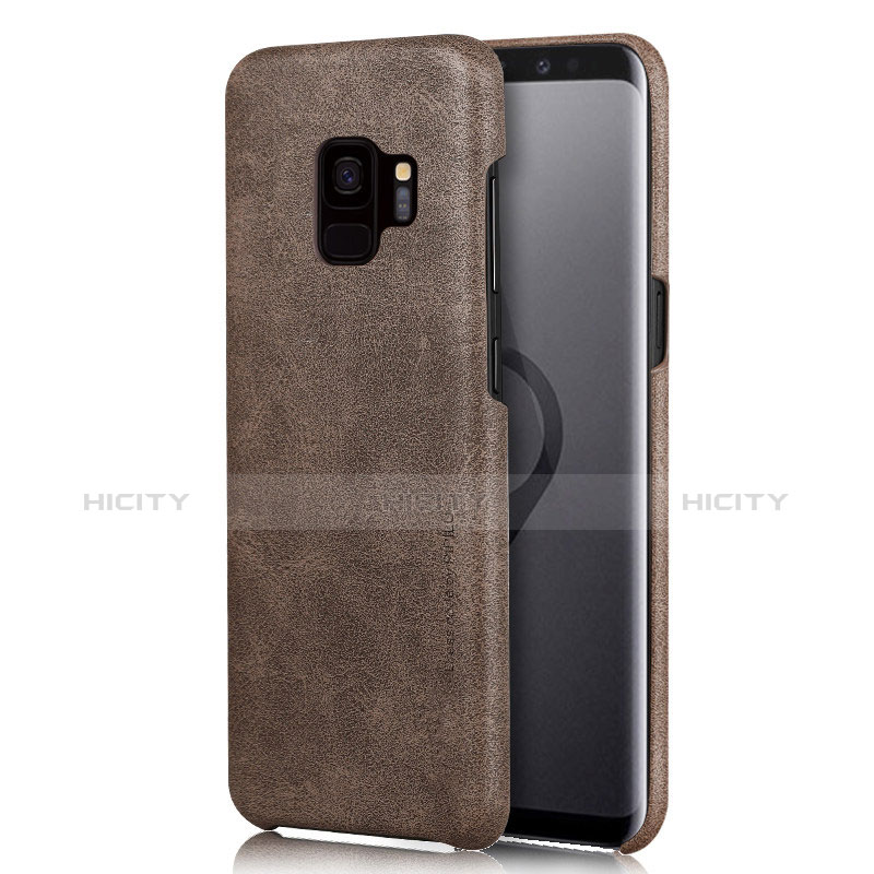 Funda Lujo Cuero Carcasa L01 para Samsung Galaxy S9 Marron