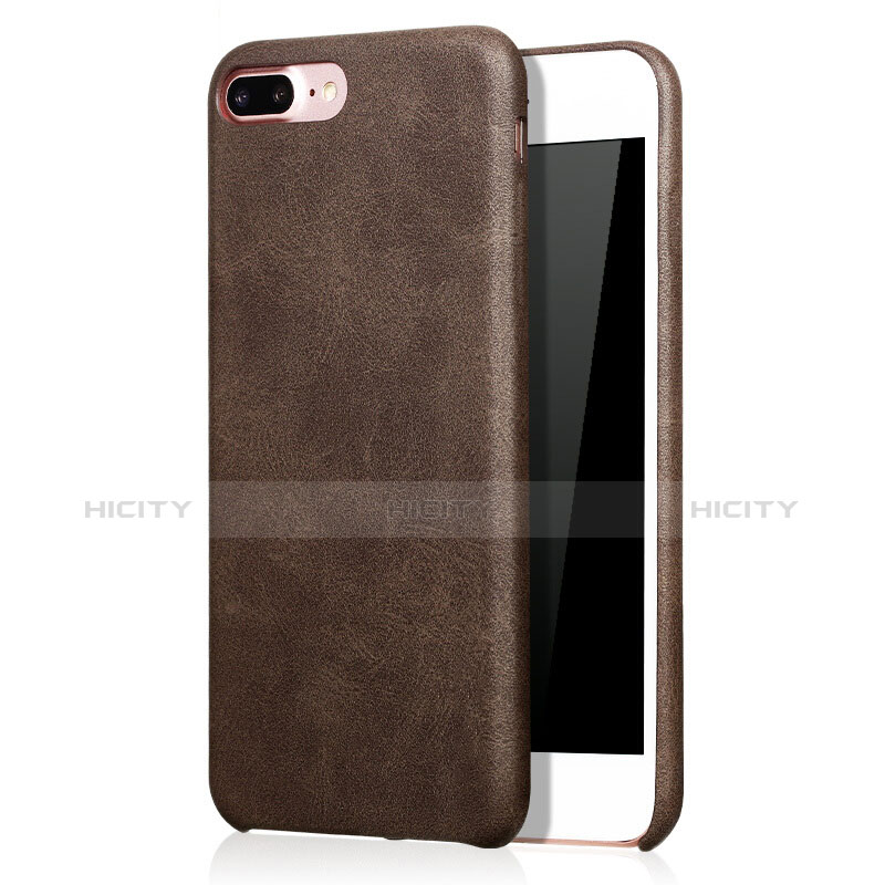 Funda Lujo Cuero Carcasa L02 para Apple iPhone 7 Plus Marron