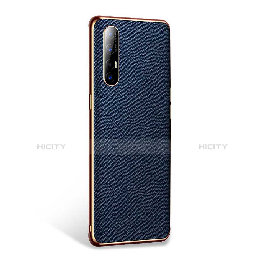 Funda Lujo Cuero Carcasa L02 para Oppo Reno3 Pro Azul