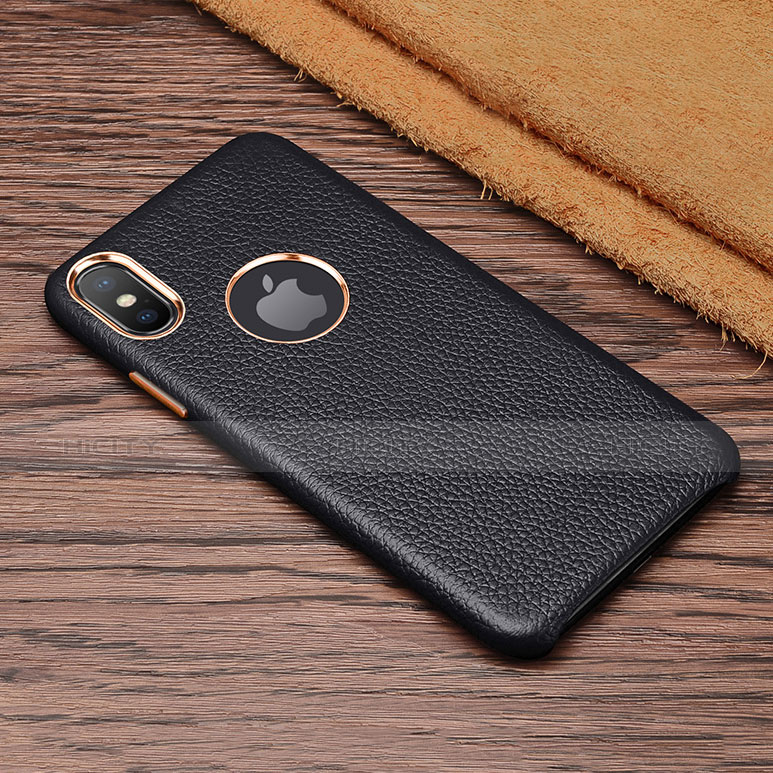 Funda Lujo Cuero Carcasa L04 para Apple iPhone X Negro