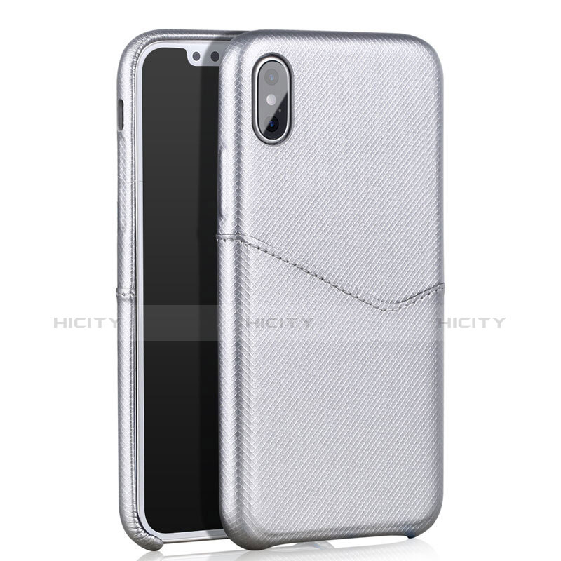 Funda Lujo Cuero Carcasa L05 para Apple iPhone X Blanco