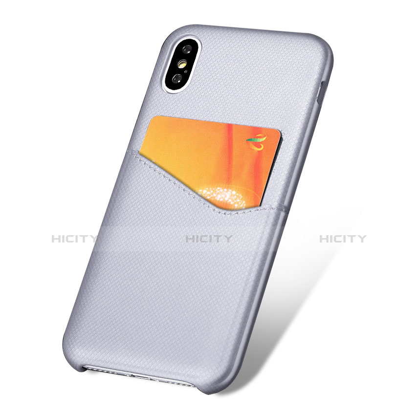 Funda Lujo Cuero Carcasa L05 para Apple iPhone X Blanco