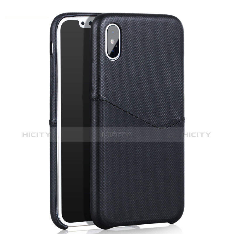 Funda Lujo Cuero Carcasa L05 para Apple iPhone X Negro