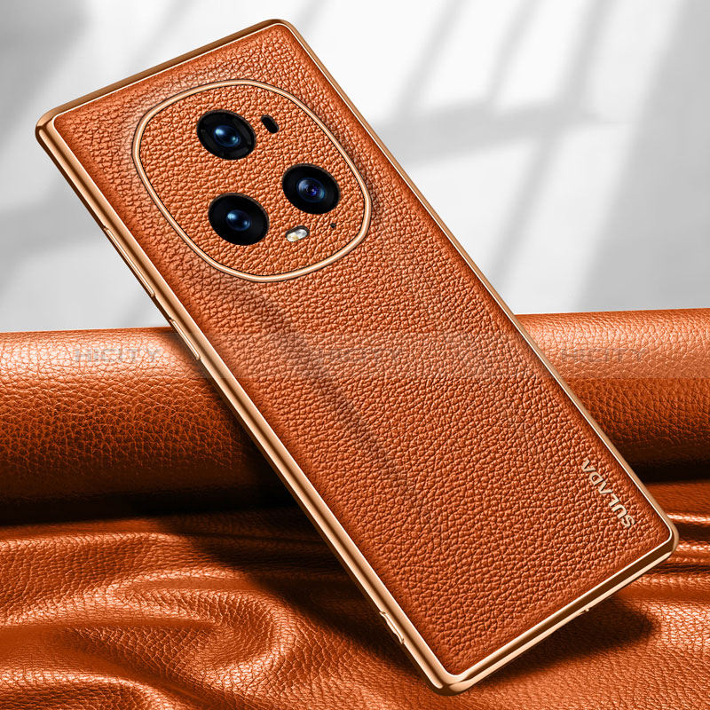 Funda Lujo Cuero Carcasa LD1 para Huawei Honor Magic5 Ultimate 5G Naranja