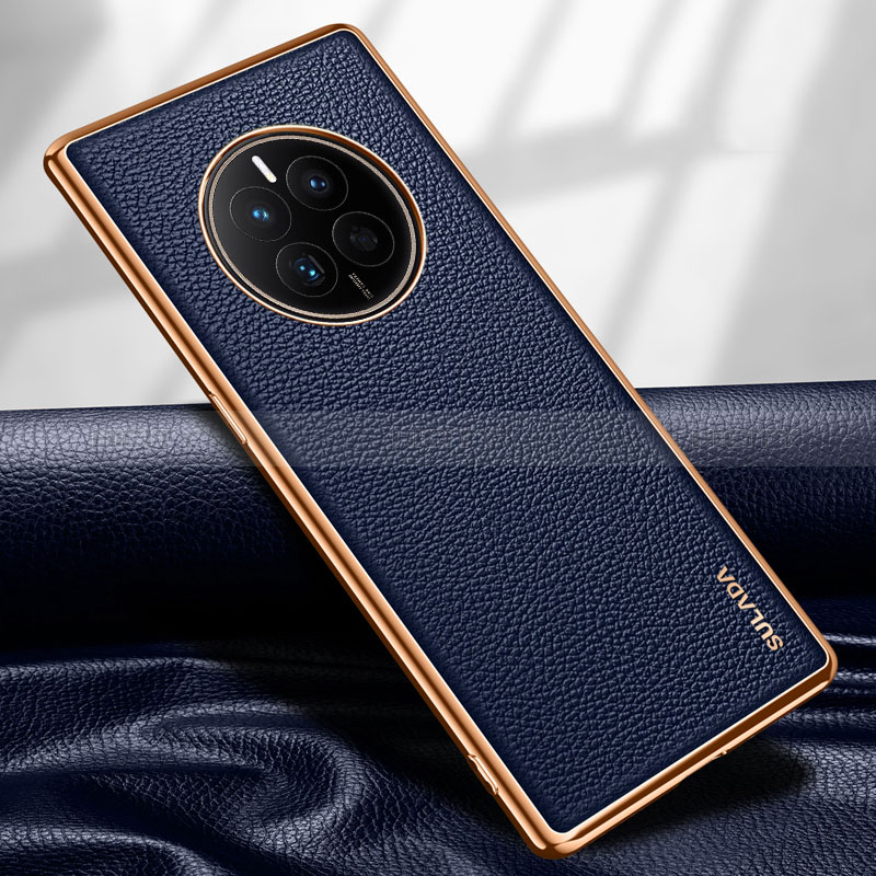 Funda Lujo Cuero Carcasa LD1 para Huawei Mate 50 Azul