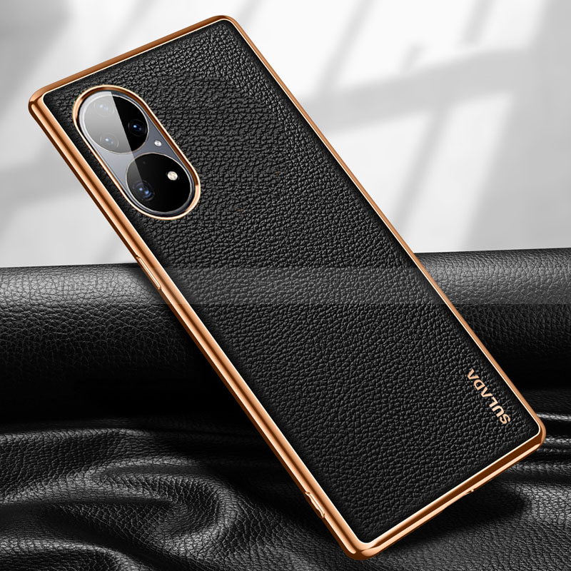 Funda Lujo Cuero Carcasa LD1 para Huawei P50 Pro Negro