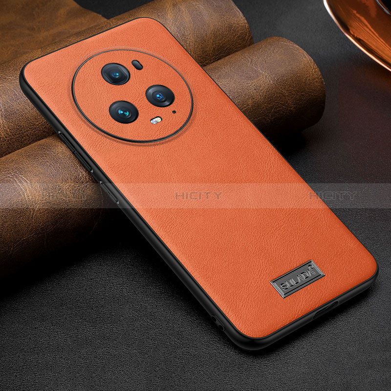 Funda Lujo Cuero Carcasa LD2 para Huawei Honor Magic5 Pro 5G Naranja