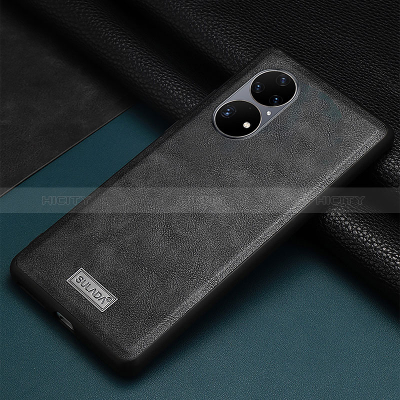 Funda Lujo Cuero Carcasa LD2 para Huawei P50 Pro Negro