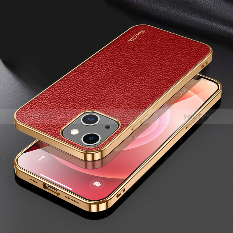 Funda Lujo Cuero Carcasa LD3 para Apple iPhone 13 Rojo