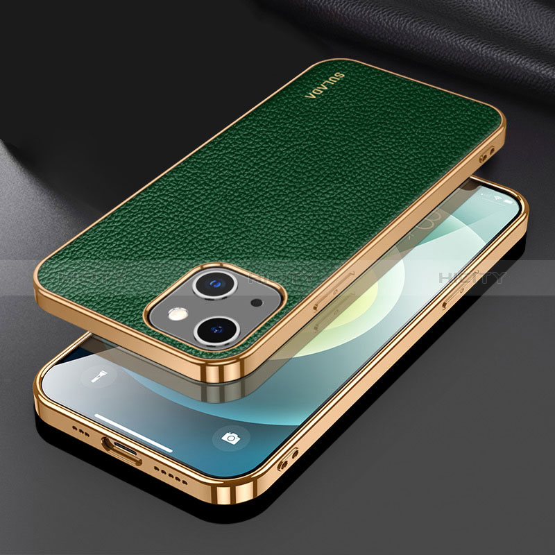 Funda Lujo Cuero Carcasa LD3 para Apple iPhone 14 Verde