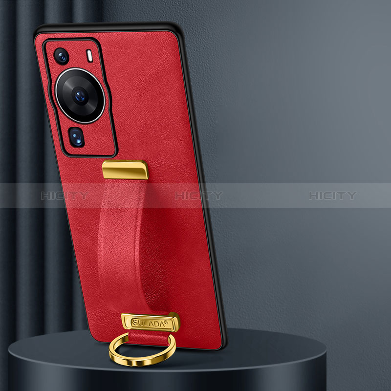 Funda Lujo Cuero Carcasa LD3 para Huawei P60 Rojo