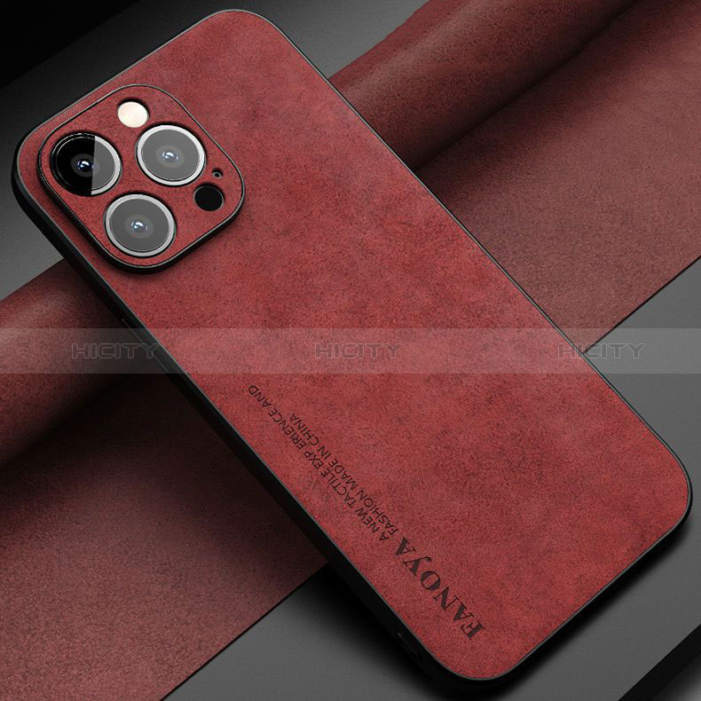 Funda Lujo Cuero Carcasa LS1 para Apple iPhone 12 Pro Rojo