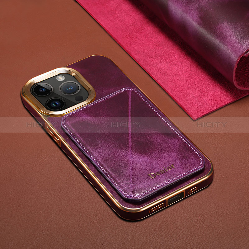 Funda Lujo Cuero Carcasa MT1 para Apple iPhone 16 Pro Morado