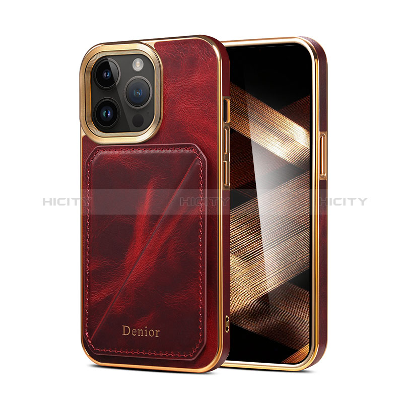 Funda Lujo Cuero Carcasa MT2 para Apple iPhone 16 Pro Max Rojo