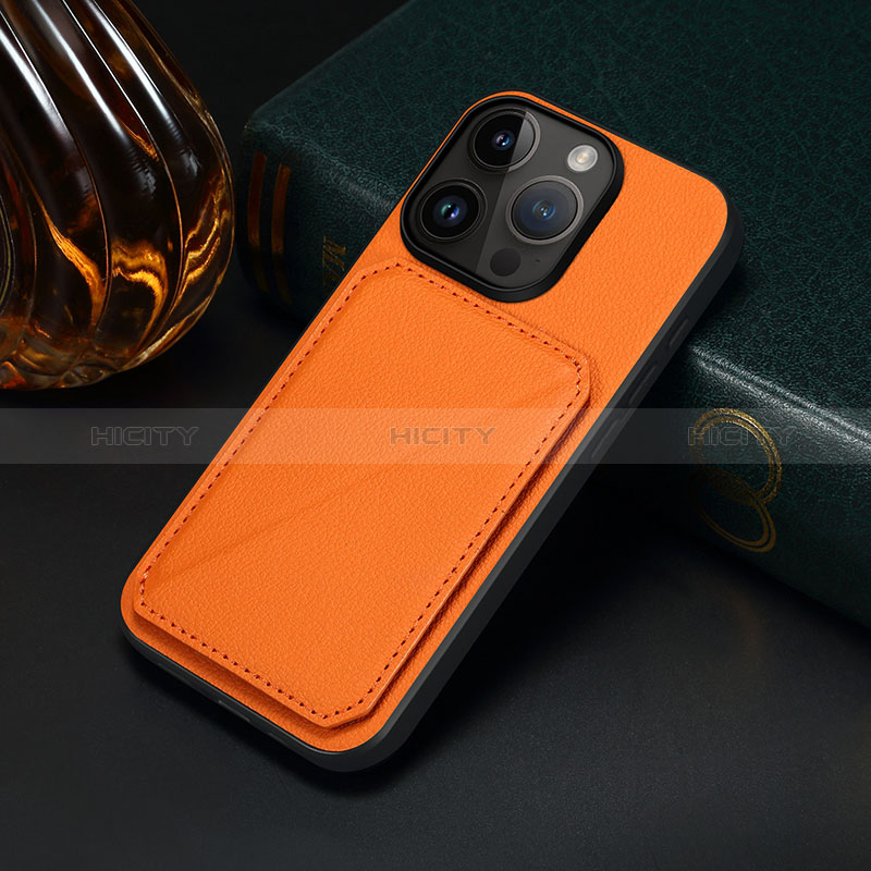 Funda Lujo Cuero Carcasa MT4 para Apple iPhone 15 Pro Naranja