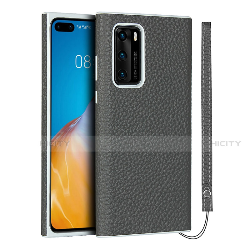 Funda Lujo Cuero Carcasa N01 para Huawei P40 Gris