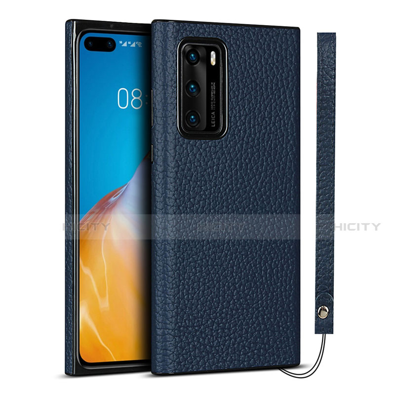 Funda Lujo Cuero Carcasa N02 para Huawei P40 Azul